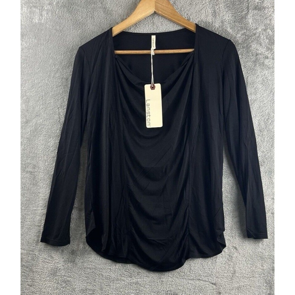 Revolve Lanston Long Sleeve Top Small Black Lightweight Sheer NWT's